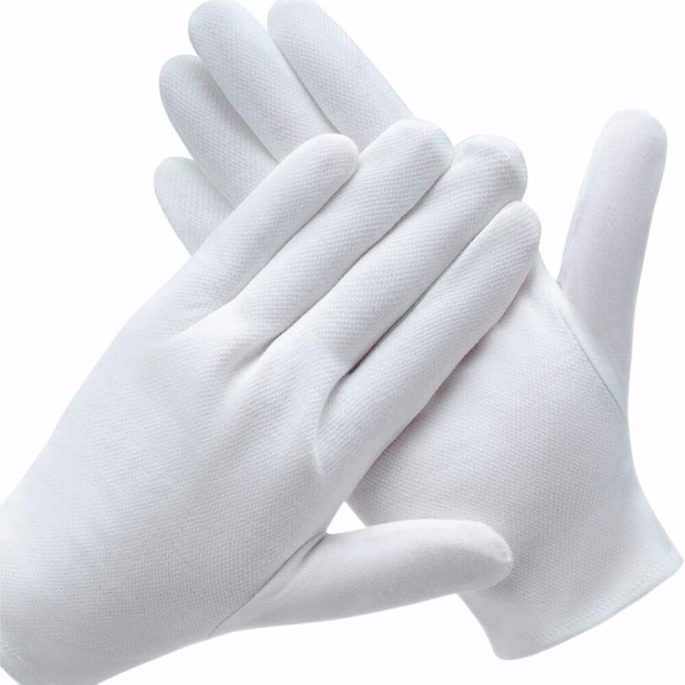 3 Pairs White Cotton Gloves for Dry Hands Eczema SPA Moisturizing - Work Glove L
